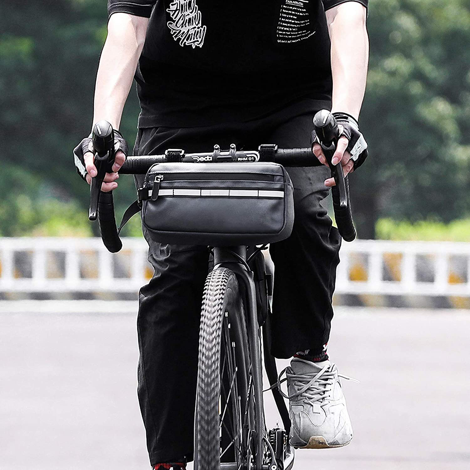 Bolsa de manillar de marco delantero de bicicleta de carretera para adultos con correa de hombro extraíble